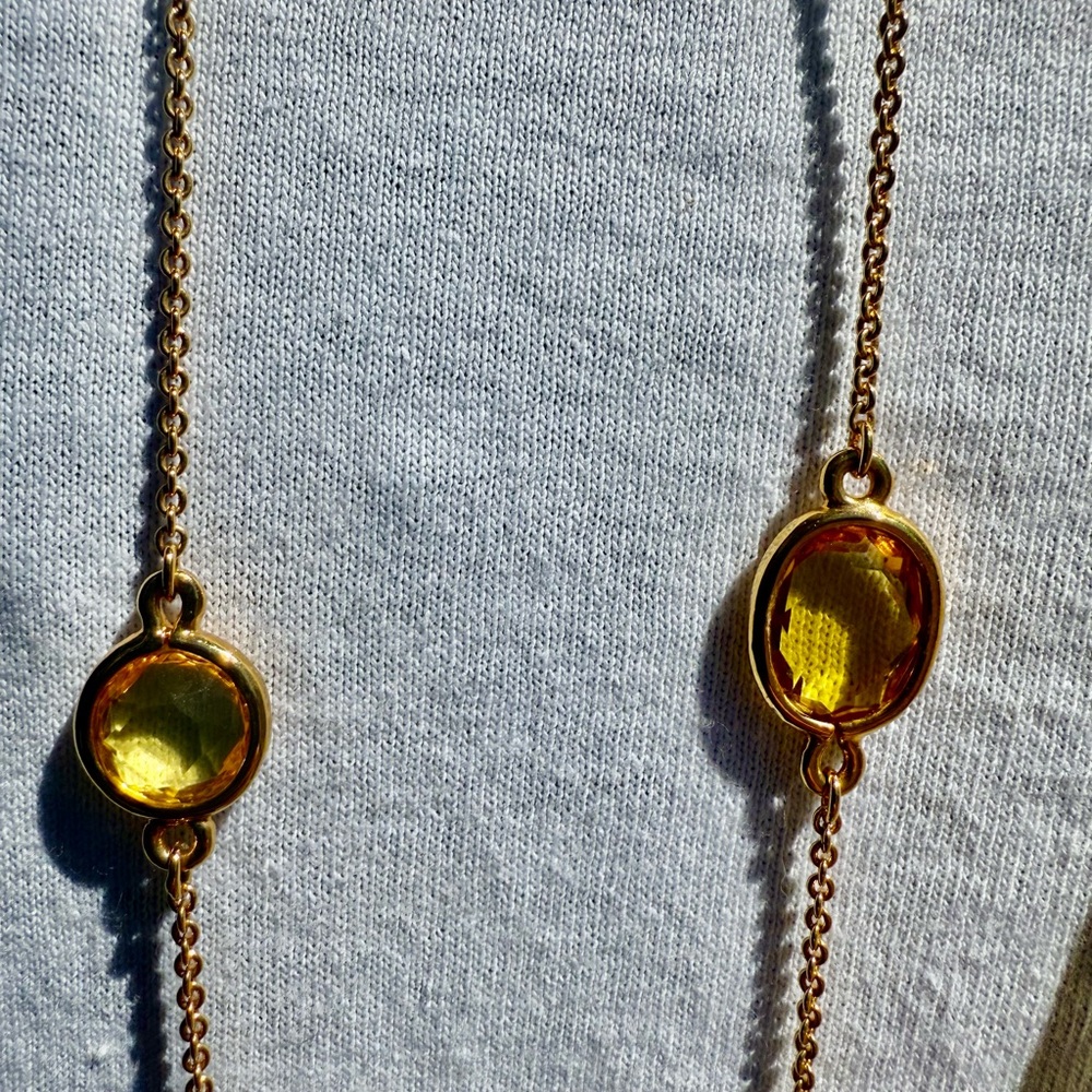 Kate Spade Long Gold Necklace with Canary Yellow & White Stones 💎 - Picture 4 of 13